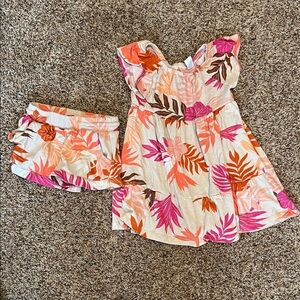Carter's Toddler Girl Tropical Print Dress and Shorts Set - Pink, Orange, Brown